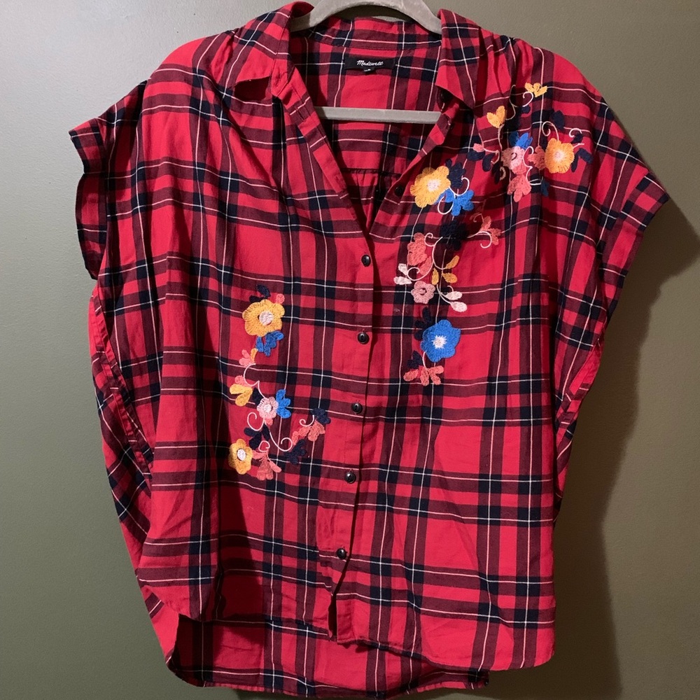 Madewell floral embroidered flannel blouse